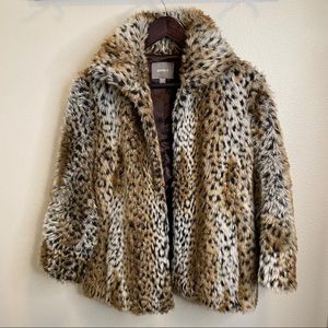Leopard faux fur coat